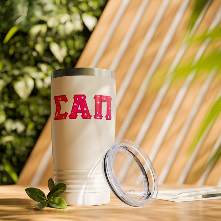 Sigma Alpha Pi - Ringneck Tumbler, 20oz - Pink/White