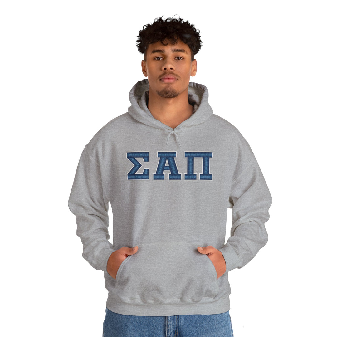 Sigma Alpha Pi Heavy Hooded Sweatshirt - Blue &