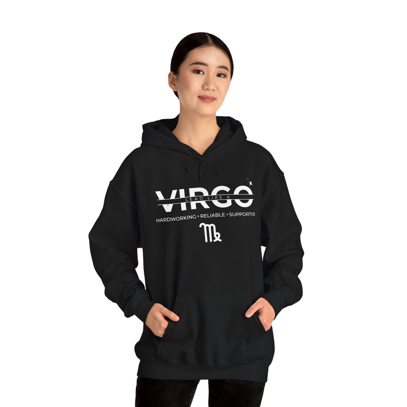 Lead Like A Virgo #3 - Heavy Hooded Sweatshirt - White/Black