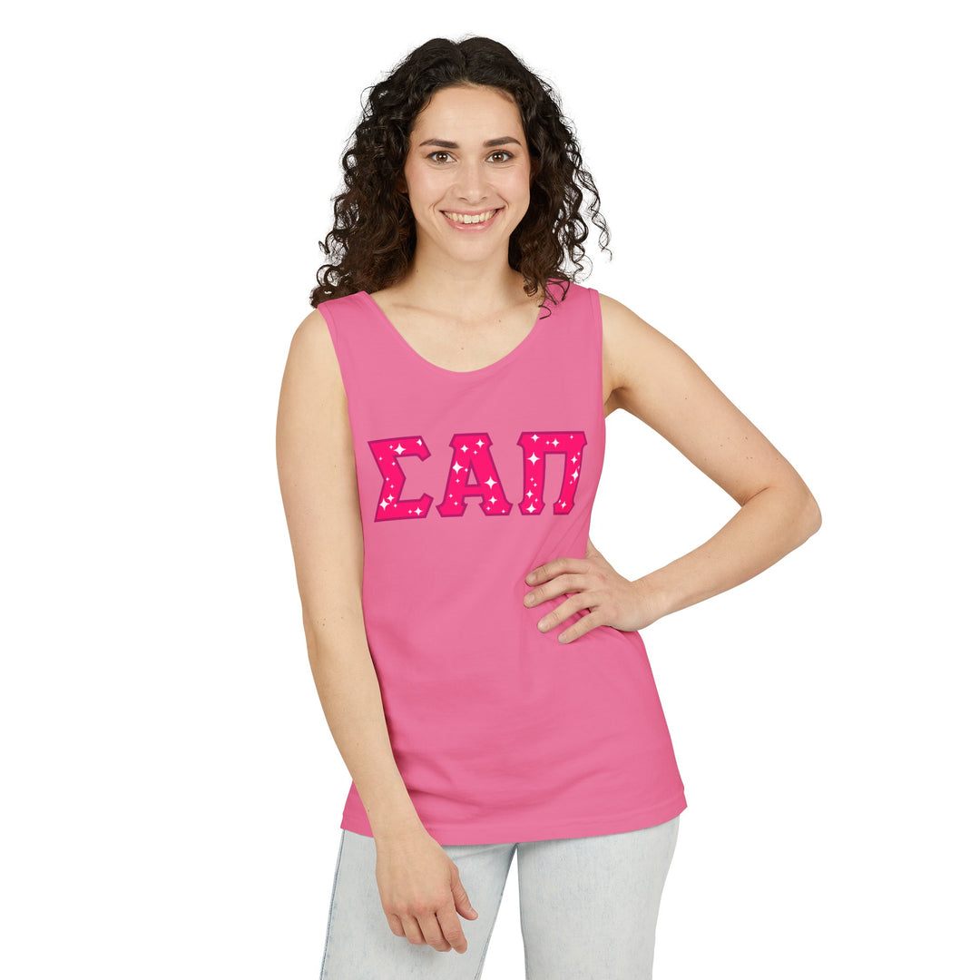 Sigma Alpha Pi Tank Top - Pink logo