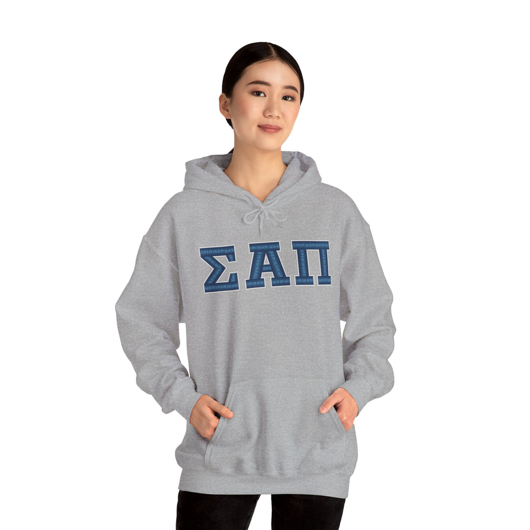 Sigma Alpha Pi Heavy Hooded Sweatshirt - Blue &