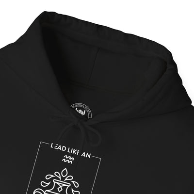 LEAD LIKE an Aquarius #1 - Heavy Hooded Sweatshirt - White/Black