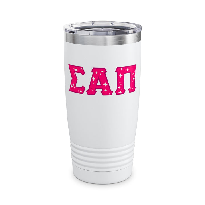 Sigma Alpha Pi - Ringneck Tumbler, 20oz - Pink/White
