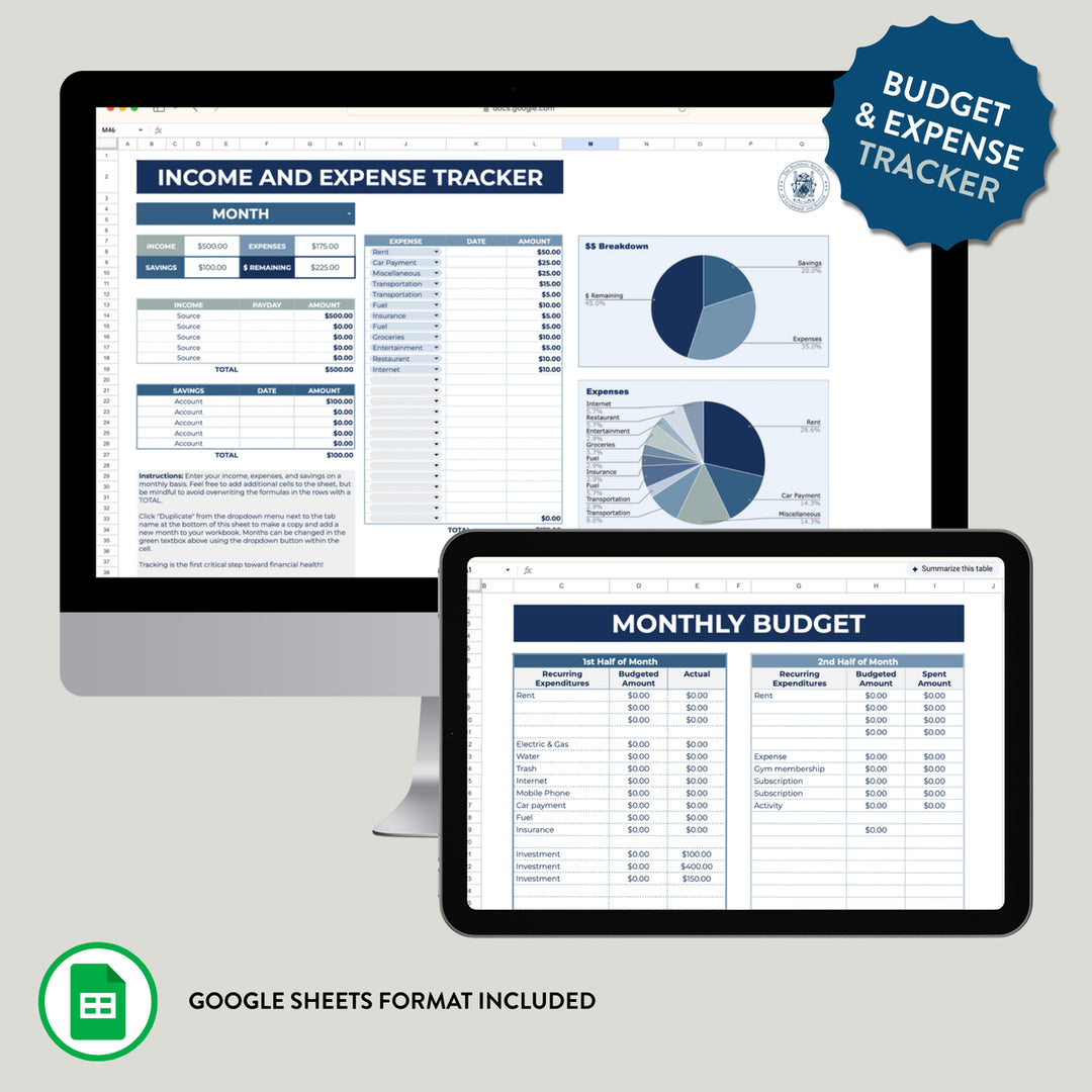 Budget &amp; Expense Tracker (Google Sheets)