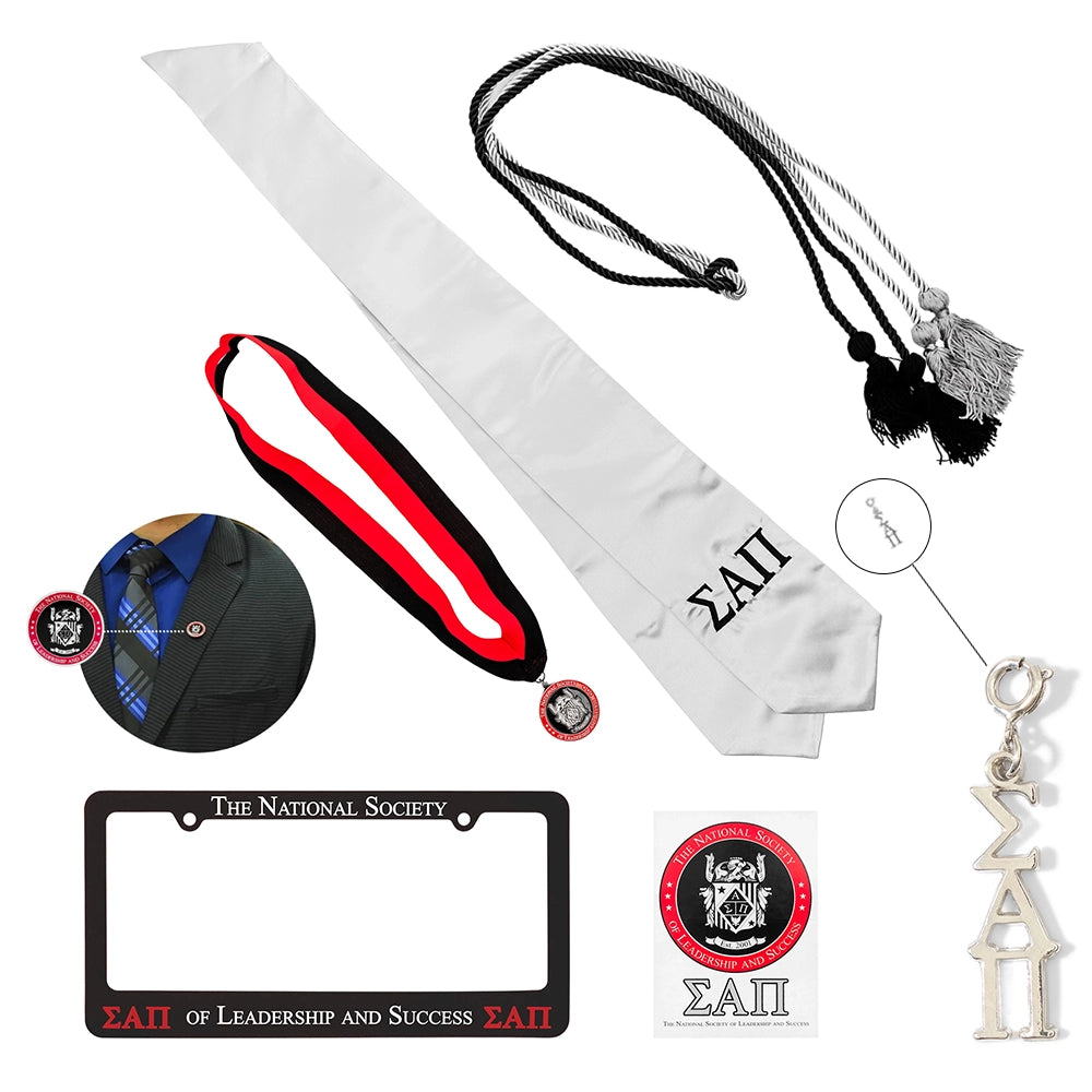 Graduation Set with NSLS Medallion and Swag Pack (Tassel Charm, License Plate Holder, Car Decal, Lapel Pin)