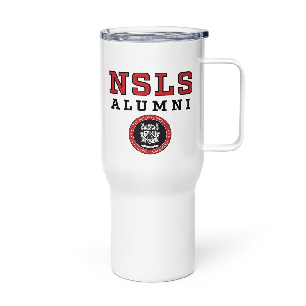 NSLS Alumni travel mug with handle, 25 oz - red/black