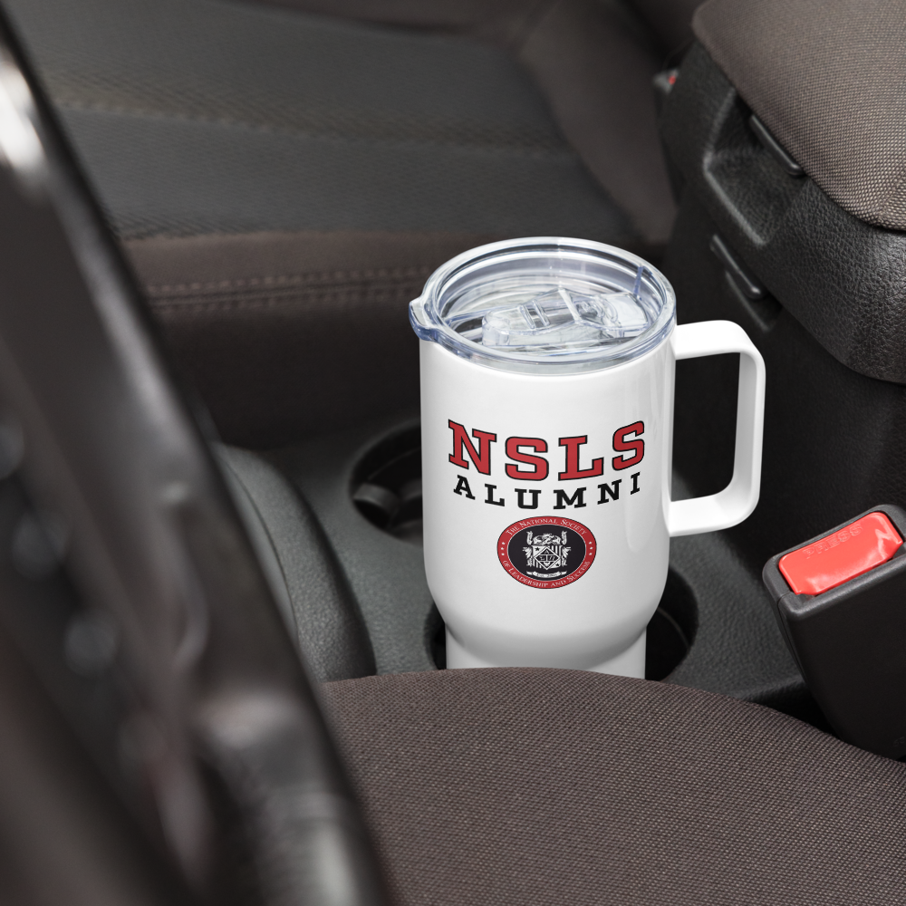 NSLS Alumni travel mug with handle, 25 oz - red/black