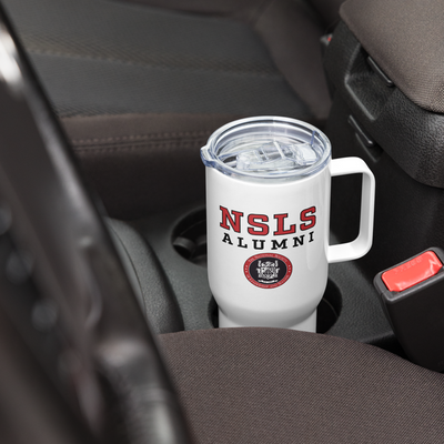 NSLS Alumni travel mug with handle, 25 oz - red/black