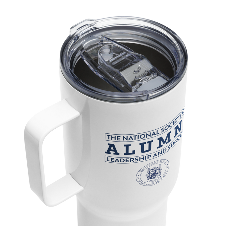 NSLS Alumni travel mug with handle, 25 oz - Blue