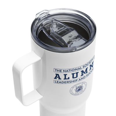 NSLS Alumni travel mug with handle, 25 oz - Blue