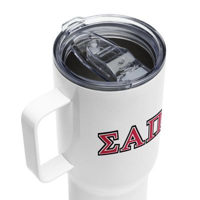 Sigma Alpha Pi TRAVEL MUG WITH HANDLE, 25 OZ