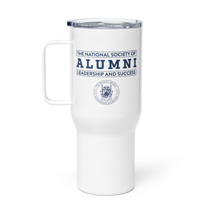 NSLS Alumni travel mug with handle, 25 oz - Blue
