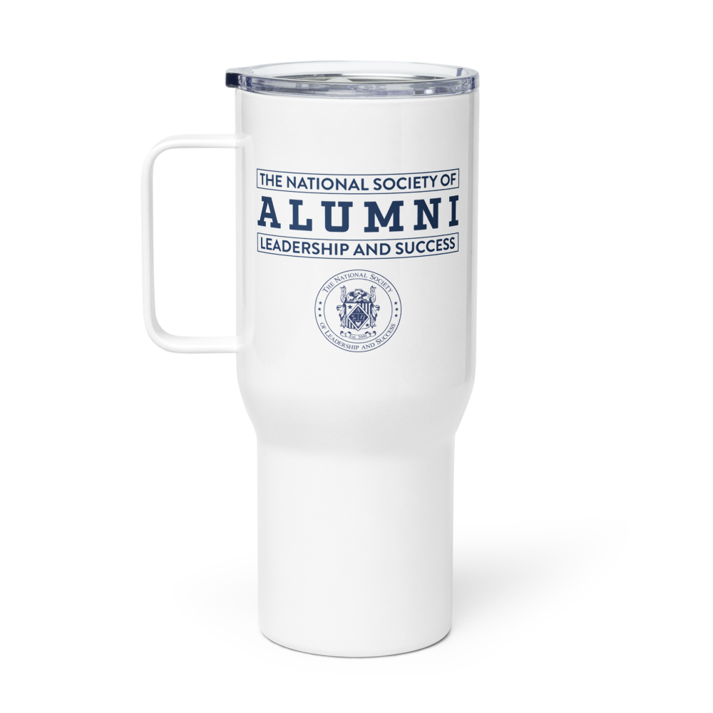 NSLS Alumni travel mug with handle, 25 oz - Blue