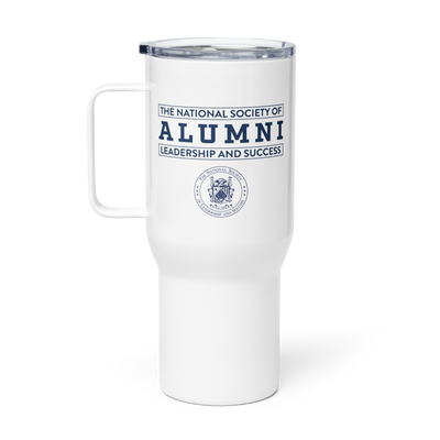 NSLS Alumni travel mug with handle, 25 oz - Blue