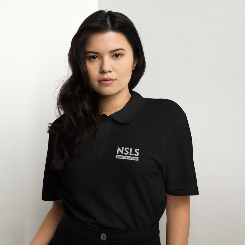 NSLS Executive Board Unisex pique polo - white logo