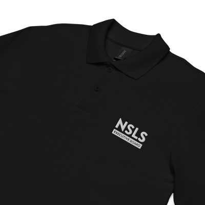 NSLS Executive Board Unisex pique polo - white logo