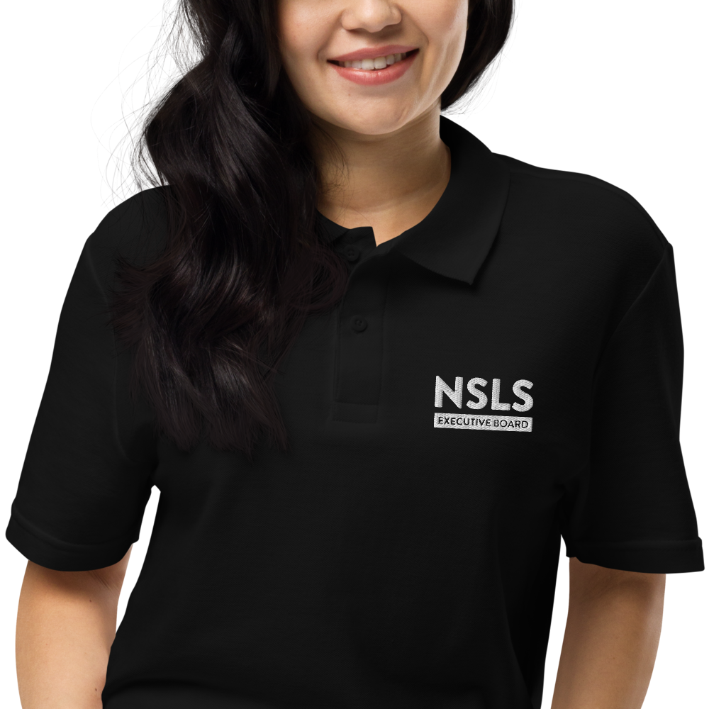 NSLS Executive Board Unisex pique polo - white logo