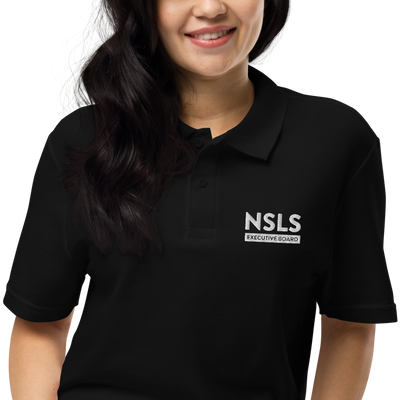 NSLS Executive Board Unisex pique polo - white logo