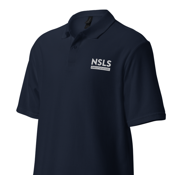 NSLS Executive Board Unisex pique polo - white logo