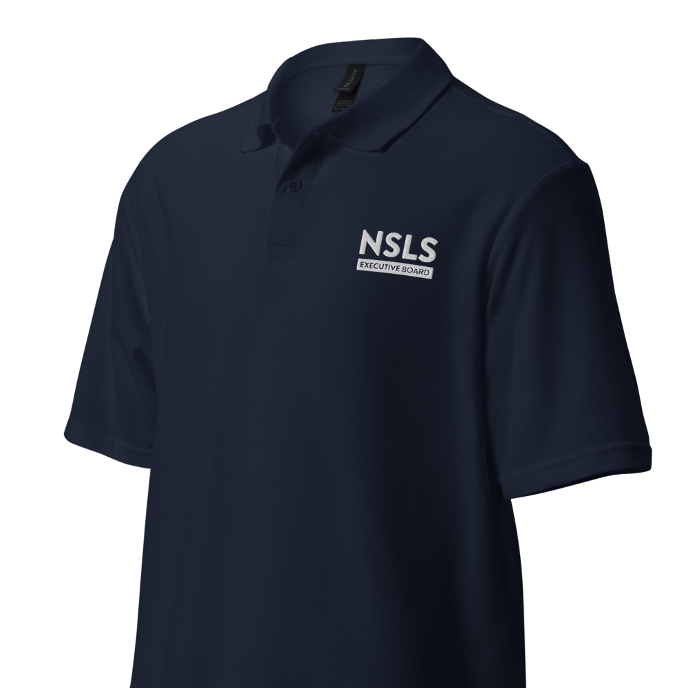 NSLS Executive Board Unisex pique polo - white logo