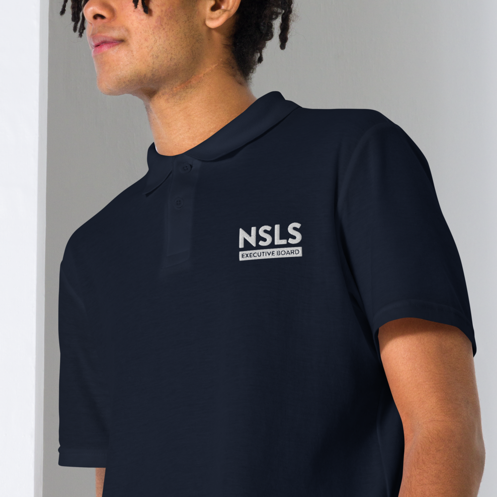 NSLS Executive Board Unisex pique polo - white logo