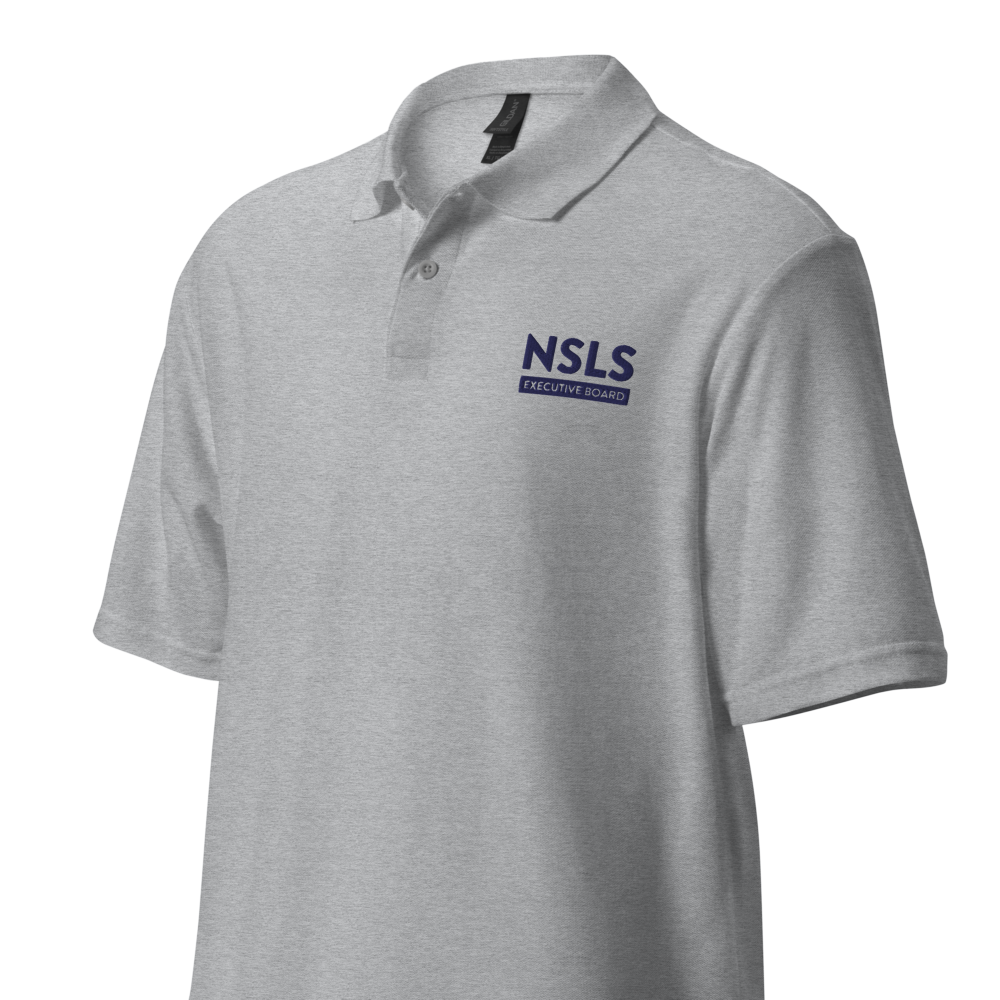 NSLS Executive Board Unisex pique polo - Blue logo