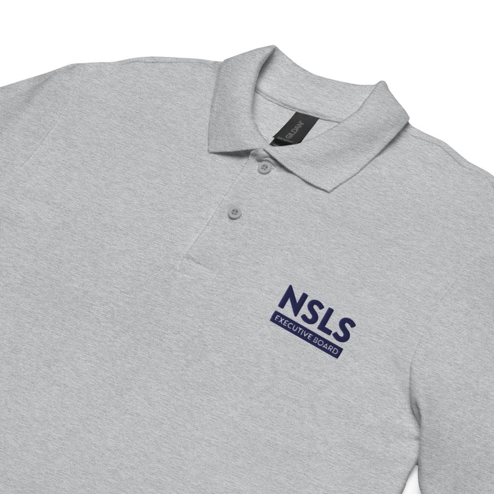 NSLS Executive Board Unisex pique polo - Blue logo