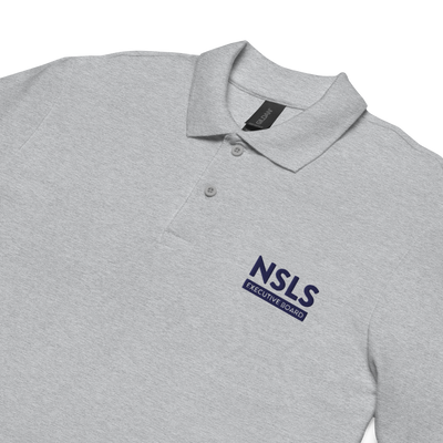 NSLS Executive Board Unisex pique polo - Blue logo