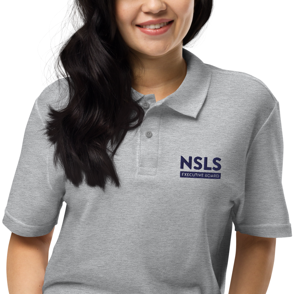 NSLS Executive Board Unisex pique polo - Blue logo