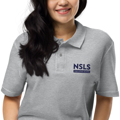 NSLS Executive Board Unisex pique polo - Blue logo