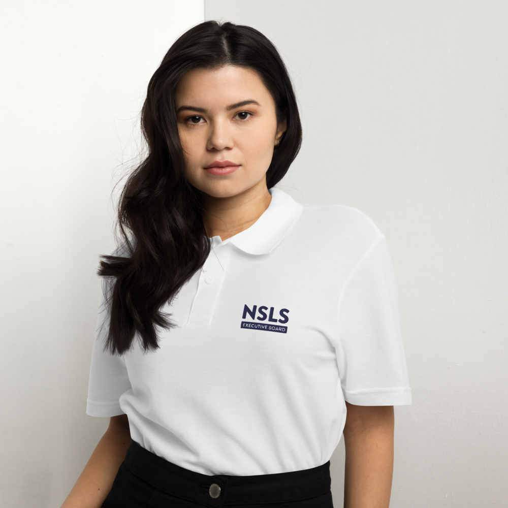 NSLS Executive Board Unisex pique polo - Blue logo