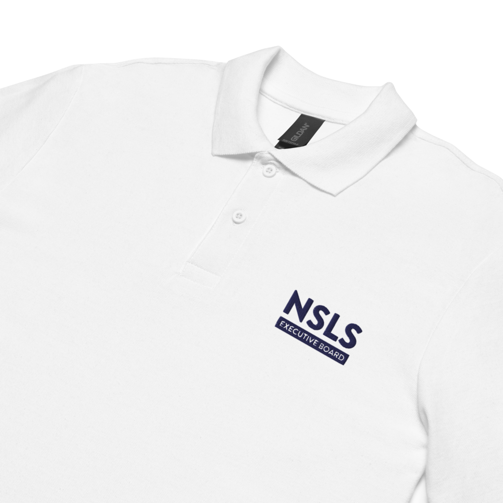 NSLS Executive Board Unisex pique polo - Blue logo