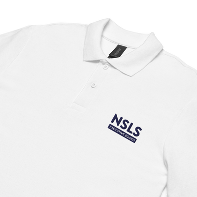 NSLS Executive Board Unisex pique polo - Blue logo