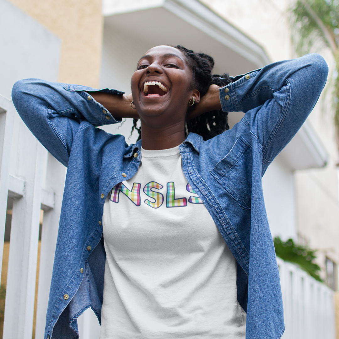 NSLS Gingham Tee - White