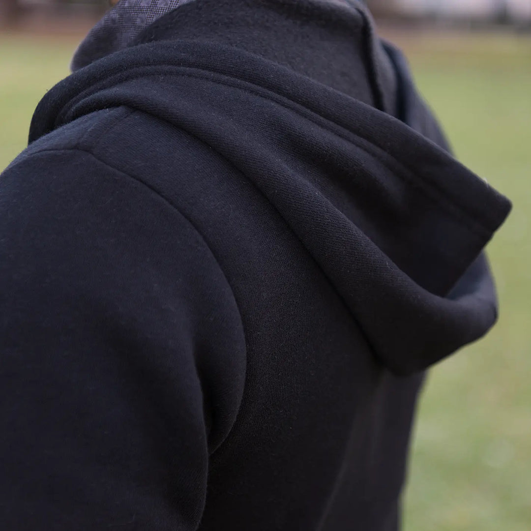 Full Zip Embroidered Hoodie - Black
