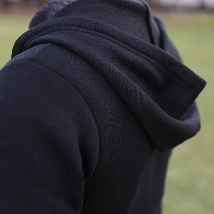 Full Zip Embroidered Hoodie - Black