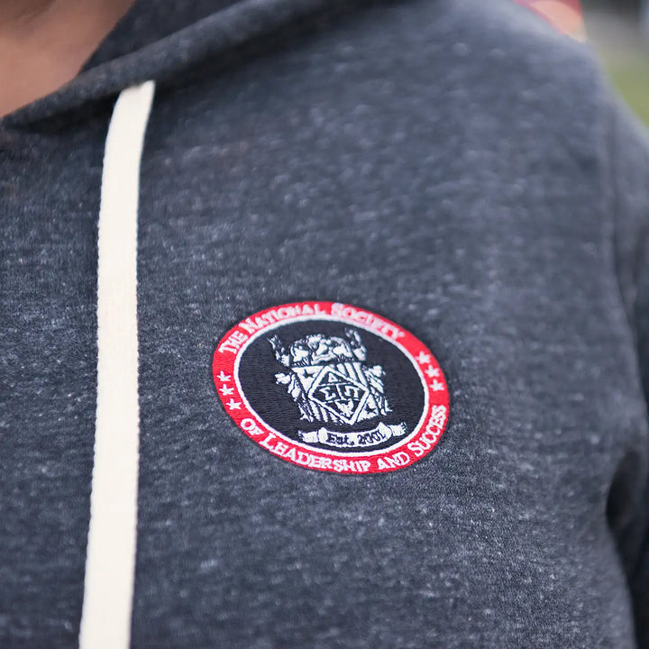 Full Zip Embroidered Hoodie - Charcoal