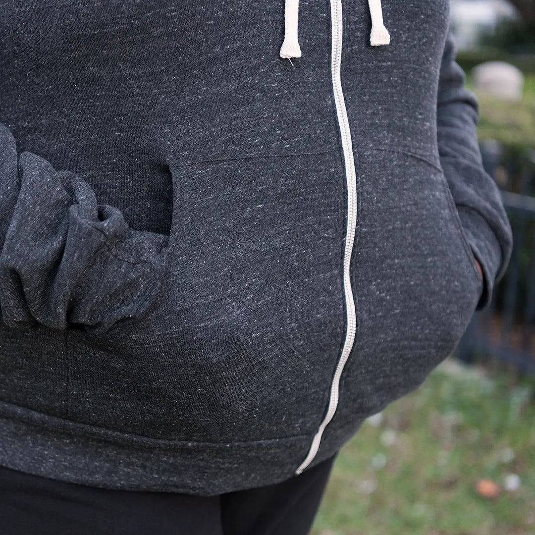 Full Zip Embroidered Hoodie - Charcoal