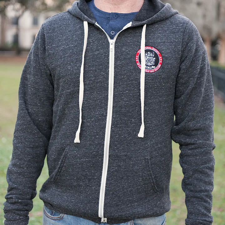 Full Zip Embroidered Hoodie - Charcoal