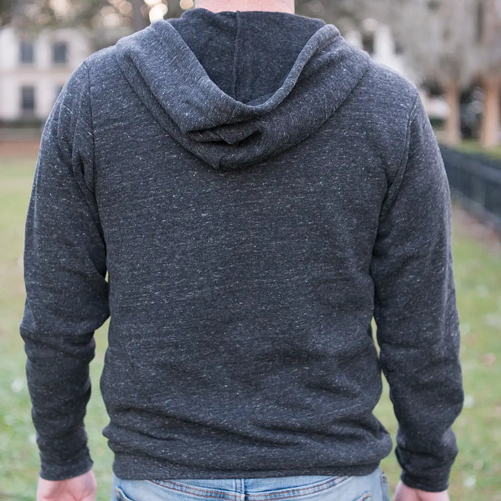 Full Zip Embroidered Hoodie - Charcoal