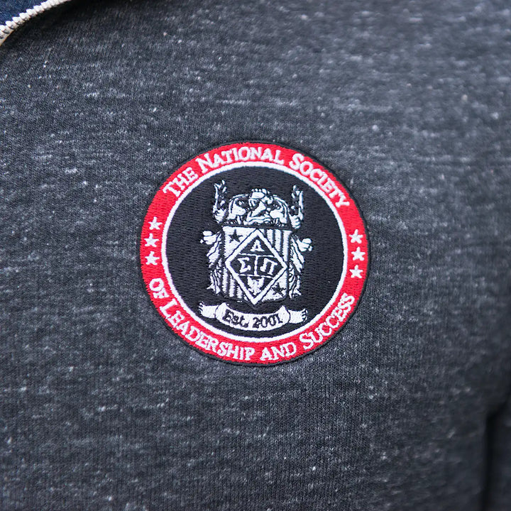 Full Zip Embroidered Hoodie - Charcoal