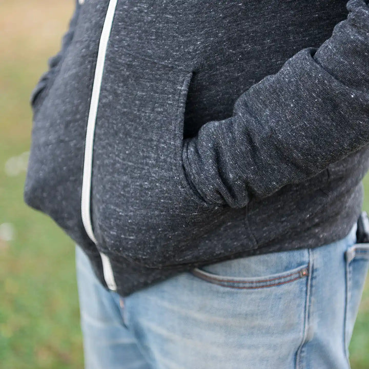 Full Zip Embroidered Hoodie - Charcoal