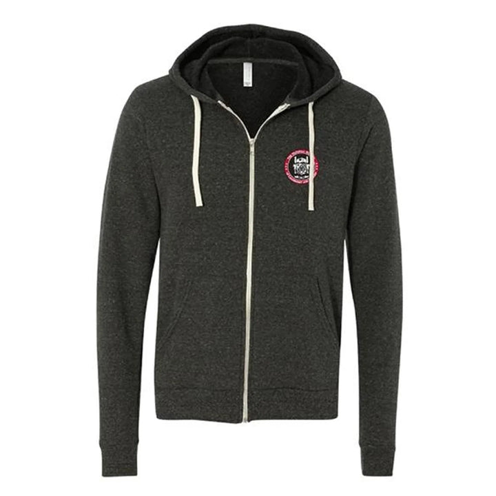 Full Zip Embroidered Hoodie - Charcoal