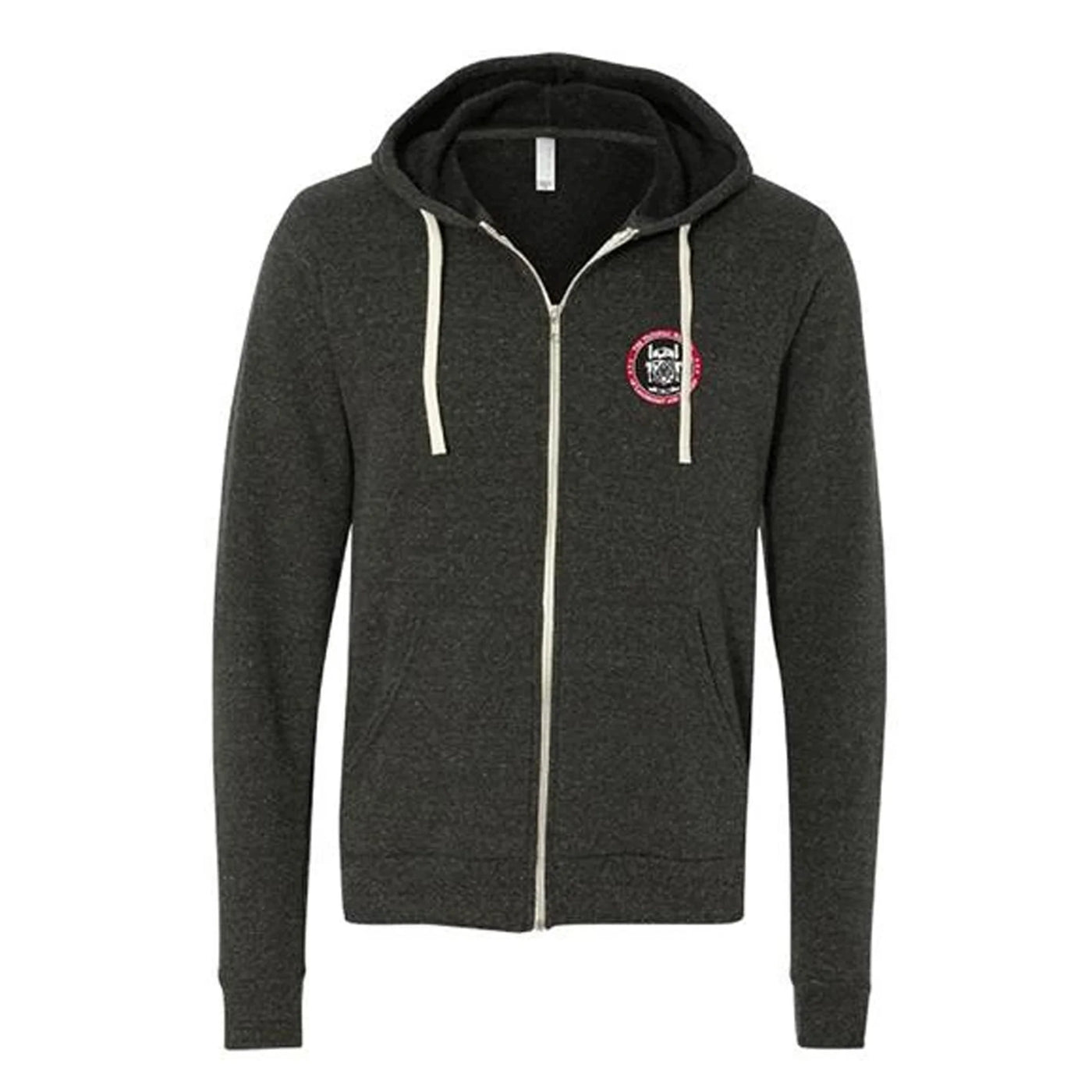Full Zip Embroidered Hoodie - Charcoal